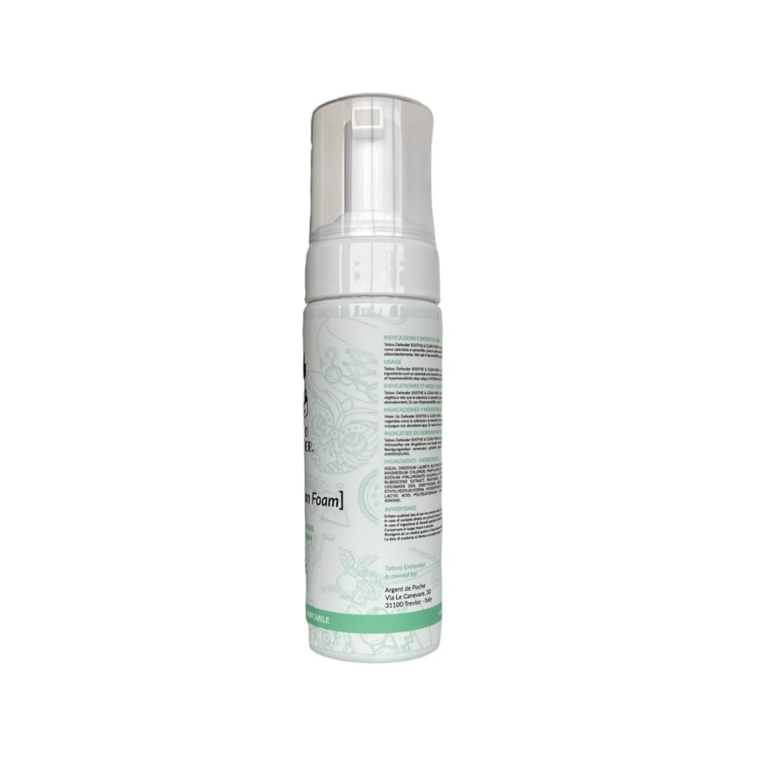Tattoo Defender Soothe&Clean Foam, 150ml - Mus Tatuaże Oczyszczający Kojący Oczyszczający, Do Pielęgnacji Tatuaż, Zmniejsza Zaczerwienienie I Obrzęk, Antybakteryjne, Konekcja 150ml