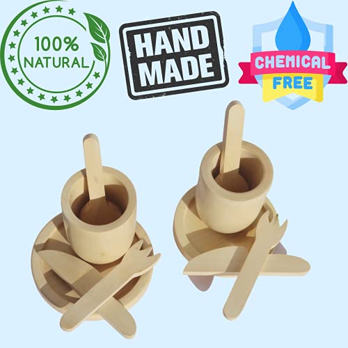 Image of Gift Equals Love Handmade Wooden Toy Kitchen Set Starter Kit Natural Finished for Little Boys and Girls with a Canvas Bag (Large)