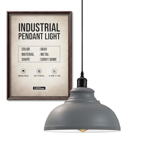 LEDSone Industriel Suspension Luminaire Rétro Lustre Plafonnier Vintage Lampe Éclairage de Plafond Abat-jour en Métal pour Restaurant Salon Chambre Cuisine Bar...