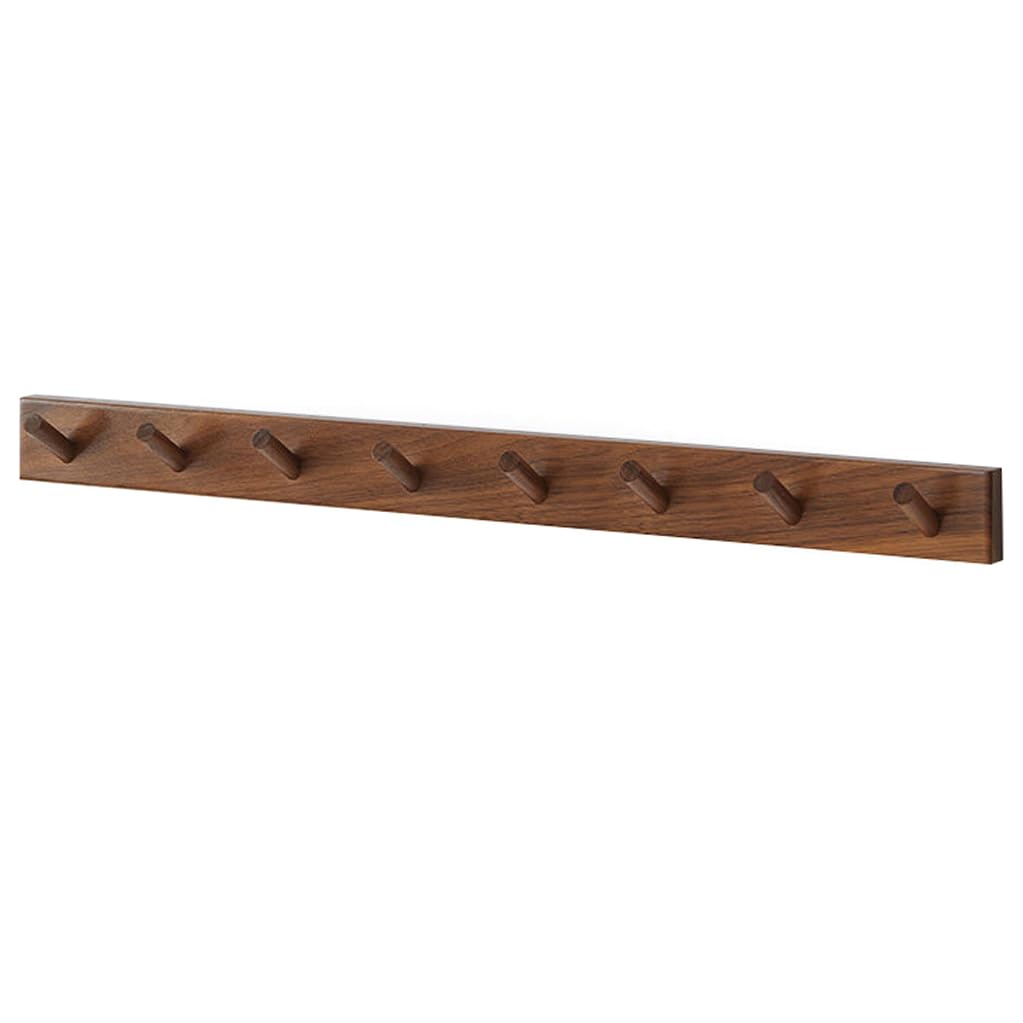 Lmysxaoz Brown Solid Wood Coat Rack Wall Mount, Wooden Hooks Entryway Hanging Rail Clothes Towel Racks With Hook For Coat, Bag, Towel, Key, Hat, Umbrella 8Hook
