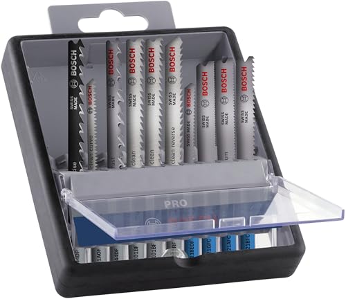 Bosch 10x PRO Wood and Metal Stichsägeblatt-Set (für Stahlbleche, Hartholz, Länge 100 mm, Professional Zubehör Stichsäge) Bosch 10x PRO Wood and Metal Stichsägeblatt-Set (für Stahlbleche, Hartholz, Länge 100 mm, Professional Zubehör Stichsäge)