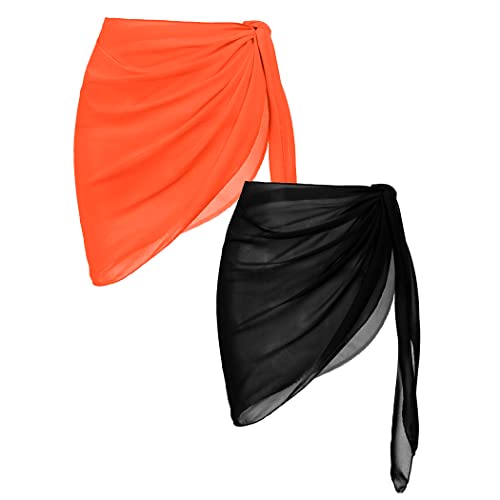 Image of Ekouaer 2 Pieces Women Beach Sarongs Sheer Cover Ups Chiffon Bikini Wrap Skirt for Swimwear S-XXL