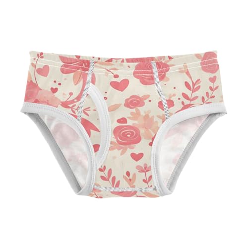 Pink Pattern with Ribbons Kisses and Flowers Boys Toddler Comfort Nighttime Underwear Breathable Children Panties
