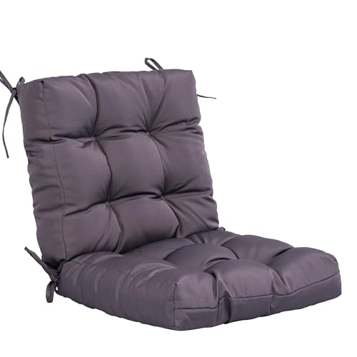 Image of QILLOWAY Outdoor Chair Cushion for Patio Furniture, Waterproof Patio Cushions with Ties, Fade Resistant Replacement Pads for Outdoor Rocking Chairs,Dark Grey