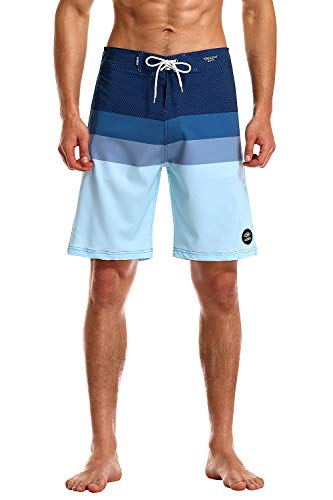 AXESEA Mens Swim Trunks Quick Dry Surf Long Elastic with Pockets Swimwear Bathing Suits No Mesh Lining