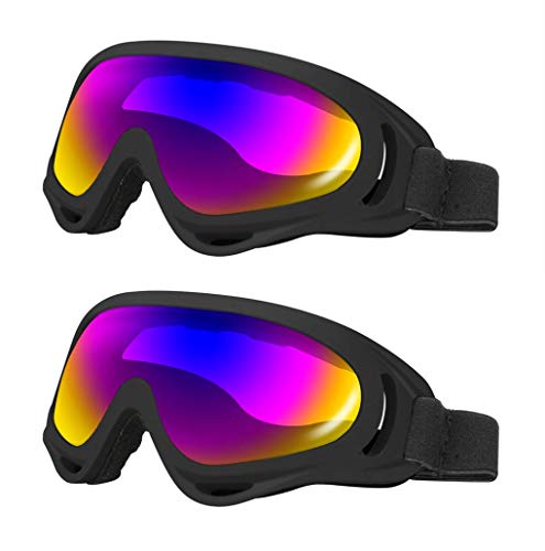 LJDJ Ski Goggles, Pack of 2 - Snowboard Adjustable UV 400 Protective Motorcycle