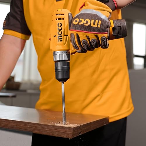 Image of INGCO 12V Cordless Drill Machine, 2 Speed Adjustment 400 /1500RPM, Battery Drill Machine Ideal For DIY with 1Pcs Battery, Type C Charging