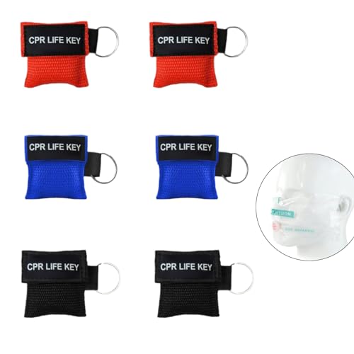 6 Stück Beatmungsmaske Erste Hilfe,Beatmungsmaske Schlüsselanhänger,Beatmungsmaske Schlüsselanhänger,Mini CPR Face,CPR Maske,für Den Schutz in Notfällen,Auch für Die Erste-Hilfe-Ausbildung