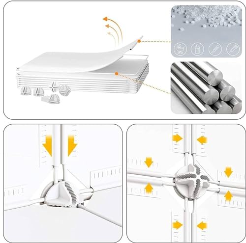 Image of Sunderlook Plastic Wardrobe for Kids Clothes - Professional Collapsible Wardrobe, Easy to Use Foldable Almirah, Plastic Cupboard for Kids for Home (White-HH2, 6 Door)