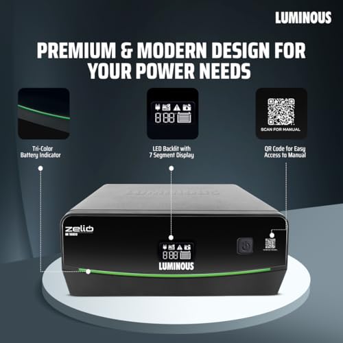 Image of Luminous Inverter & Battery Combo for Home, Shop & Office - Zelio M 1600 (1400VA /12V) Sine Wave Inverter + AmpPower AP22048TT 220 Ah Tall Tubular Battery| Warranty: 36M (Inverter)+48M (Battery) | 1400VA /12V Sine Wave Inverter, 220 Ah Tall Tubular Battery, For Home, Shop & Office, Warranty: 36M Inverter + 48M Battery