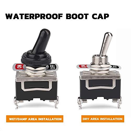 URBEST 6 Pcs Heavy Duty Rocker Toggle Switch, 15A 250V / 20A 125V AC ON/Off 2 Position SPST Toggle Switch with Waterproof Boot Cap Cover for Car Auto Boat