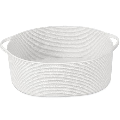 Image of Goodpick Large Woven Rope Basket for Gifts Empty, 19.7 inchx 11 inchx 7.9 inch, White