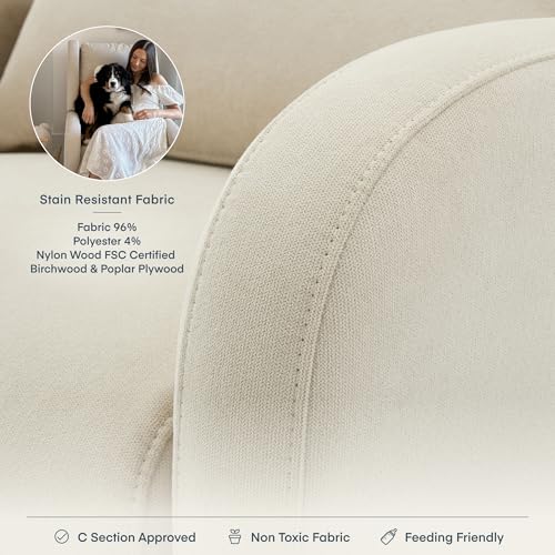 Image of Nurture& The Charleston Wingback - Power Reclining Glider for Nursery - Ergonomic Chair with Stain-Resistant Fabric & Built-in Charging Port - Modern Baby Room Essential