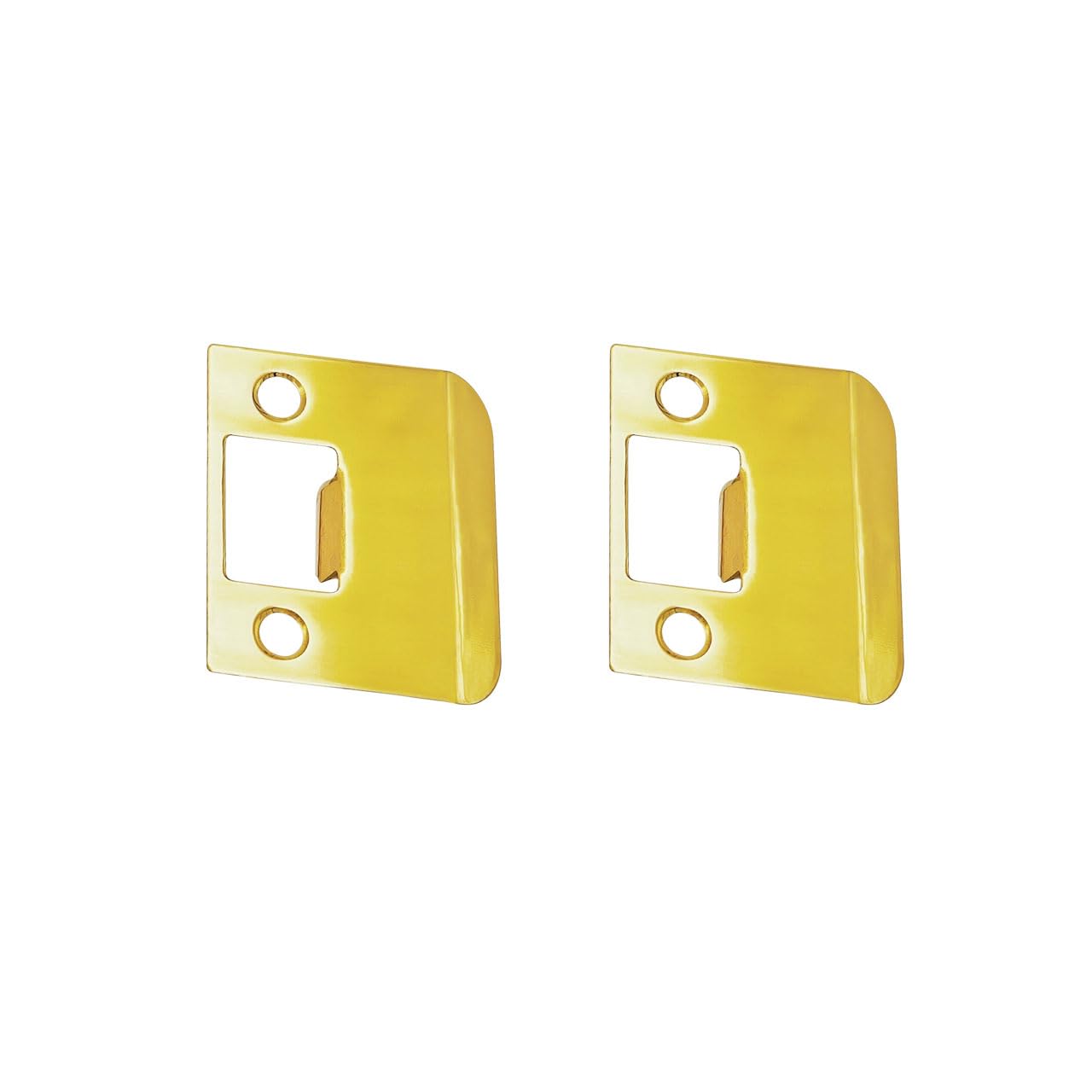 QCAA Solid Brass Extended Lip Strike, 2''X2-1/4, Polish Brass, 2 Pack, Made in Taiwan