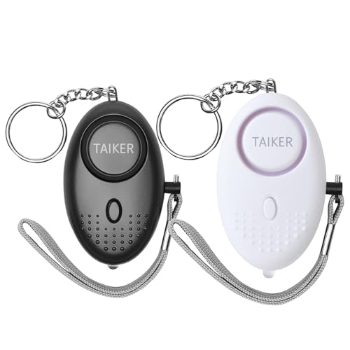 Image of Personal Alarm for Women 140DB Emergency Self-Defense Security Alarm Keychain with LED Light for Women Kids and Elders-2 Pack (Black & White)