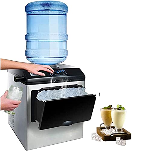 Fabricadora de Hielo Comercial de Acero Inoxidable, Máquina para Hacer Cubos Redondos de Hielo para Encimera con Dispensador de Agua Fría, Capacidad de 25 kg/24 h, Hielo Listo en 8-12 Minutos, Ideal para Bares, Hogares y Oficinas