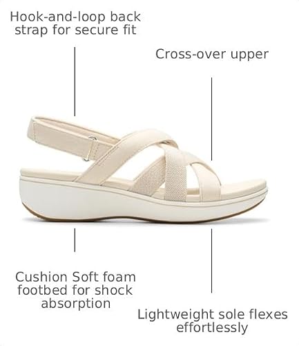 Clarks Clarks Cloudsteppers Women's BreezeRae Ana Wedge Sandal, Cream Textile, 6 Medium US