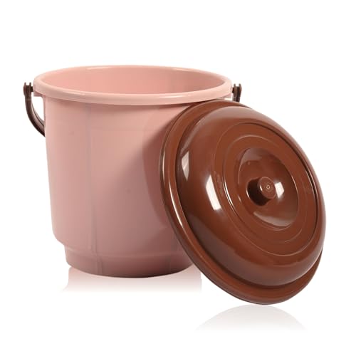 Image of Kuber Industries 3 Pcs 18 Liter Plastic Bucket for Bathroom | Balti for Bathroom | Plastic Bucket for Daily Use | Water Storage Bucket | Green-Peach & Mink Grey