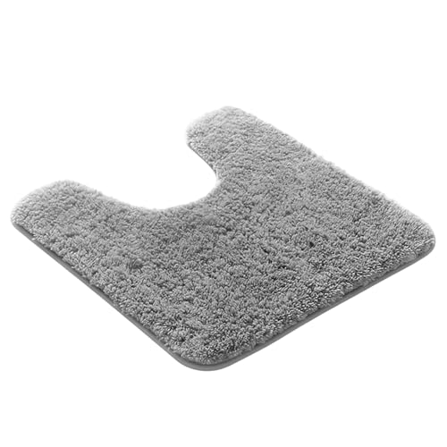 1PCS Toilet Mats Pedestal Only, U-Shaped Non-Slip Bathroom Mat, Soft Absorbent Pedestal Mat for Toilet, Grey Toilet Mats for Modern Bathrooms, Ideal for Daily Use with Quick Drying Feature