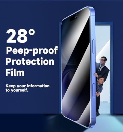 Image of MAGIC JOHN 2 Pack for iPhone 15 /16 6.1 inch Privacy Tempered Glass Screen Protector, Bubble Free, HD Clear, Easy Installation
