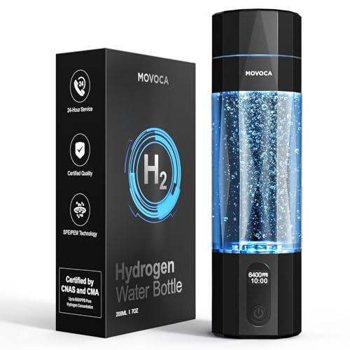 MOVOCA Upgrade Hydrogen Water Bottle, 3Min 2200PPB Rapid Hydrogen Water Generator -SPE PEM Tech,...