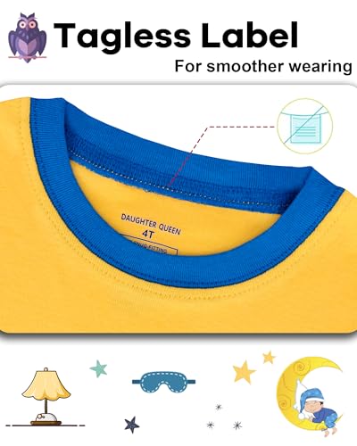 Image of DAUGHTER QUEEN Boys Pajamas 4 Pieces Long Set 100% Cotton Sleepwear Size 18 Months-12 Years