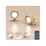 Deyagoo 2PACK LED Wall Sconce - Rechargeable Cordless Wall Light, 3 Colors & 3 Brightness Levels, 360° Magnetic Rotating Head, Bedside Reading Lamp, Easy Install Battery Operated Lamp Wood