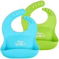 Algopix Similar Product 7 - WeeSprout Waterproof Silicone Baby Bibs
