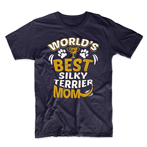 World's Best Silky Terrier Mom Graphic T-Shirt, Medium Navy
