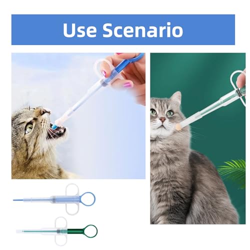 2 Stück Tablettengeber für Katzen,Katze Tabletten Pill Feeder,Cats Tablette Tabletteneingeber,Animal Medikamenten Shooter Dispenser Assist,Silikon Versteck Feeders Spritze Assistent für Pet Pille