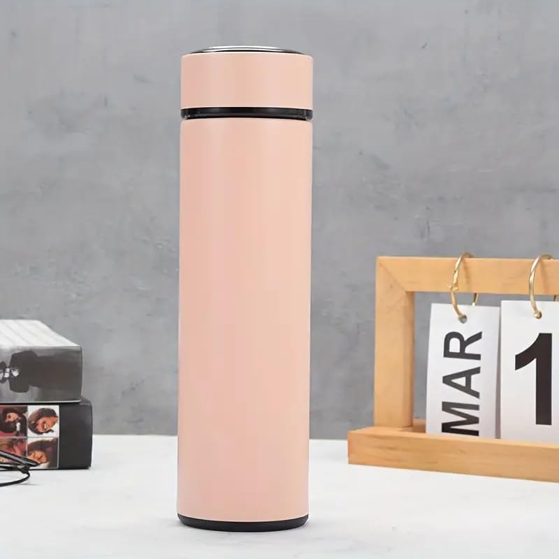Image of Stainless Steel Smart Water Bottle with LED Temperature Display Double Wall Insulated Leak-Proof Flask Keeps Drinks Hot /Cold for 24 Hour (500ml) (Golden)