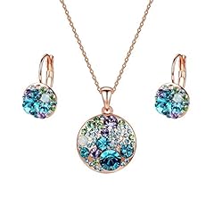 Blue Green Crystals/Rose Gold-tone