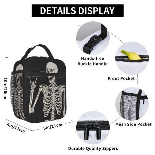 Yetta Yang Halloween Skeleton Funny Skull Portable Lunch Bag Insulated Lunch Box Reusable Totes For Women Men Work Picnic Camping #TOP5