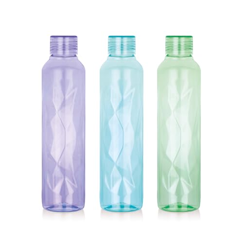 Image of ATTRO Elite 1000ml Plastic Water Bottle BPA Free Leakproof Fridge Safe for Daily Hydration Set of 3 Assorted