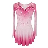 LIUHUO Elegantes blaues Eiskunstlaufkleid für Mädchen und Damen – Wettkampf-Eis-Tanzkleid – Skating-Kleidung, rose, 11-13 Jahre