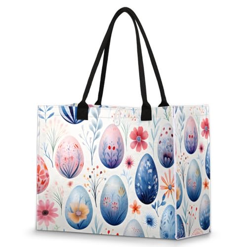 Eggs Plant Tote Bag for Women Large Beach Bag Reusable Tote Bags for Work Travel Beach Shopping