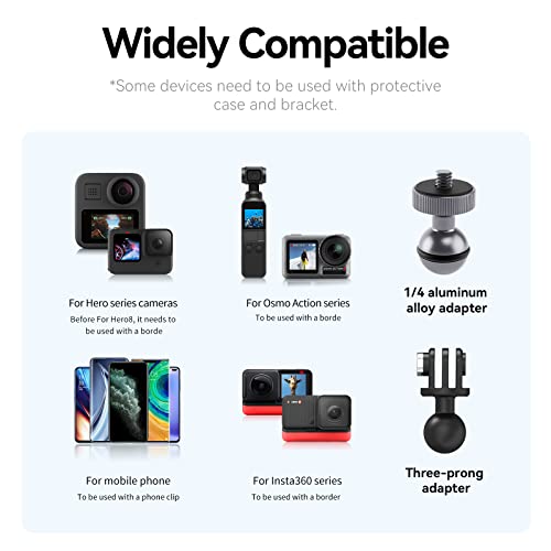 Telesin Handlebar Clamp Mount With Flexible 360 Ball Head Bike Bicycle Motorcycle Boat Vehicle Tree Tube Extension Mounting Attachment For Gopro Insta360 Dji Action Led Light Vlog Video Accessories #TOP4