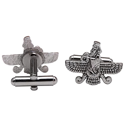 Asoodehdelan Iranian Persian Farvahar Faravahar Cufflinks Iran Persia Pahlavi Farohar Gift (Silver Plated)