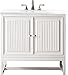 James Martin Vanities E645-V36-GW-3CLW James Martin Vanities E645-V36-3CLW Athens 36" Free Standing Single Wood Vanity Set with Quartz Top