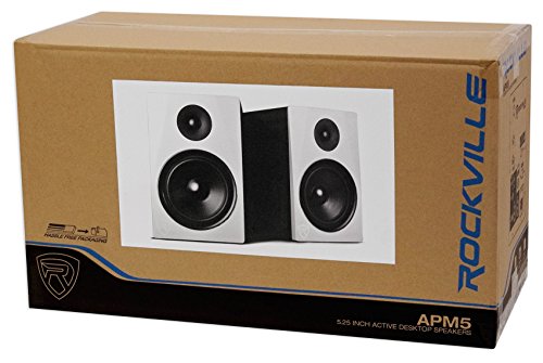 Rockville Apm5W 5.25" 2-Way 250W Active/Powered Usb Studio Monitor Speakers Pair, White #TOP4