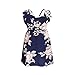 Vestido Madre e Hija Verano Tirantes sin Manga Casual Vestido Largo Estampado Floral para Mujer Niña Bebé Vestido Familia para Verano Playa (Azul Niña, 3-4 Años)