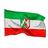 PHENO FLAGS Nordrhein-Westfalen Flagge 90x150cm - wetterbeständige Fahne mit Messingösen, 100% Polyester, robuste Doppelnaht & in lebendigen Farben - ideal für Flaggen-Liebhaber