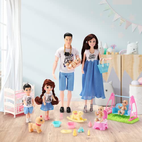 Muñecas Familia Realista 7 Figuras con Accesorios miniatura 1