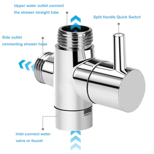 Queerelele 1 Stück 3-Wege-Umschaltventil 3 Wege Ventil Eckventil 1/2 Zoll für Waschbecken Bad Duschspray Küche Adapter,Duschsystem Ersatzteil, T Adapter Dusche Umschalte