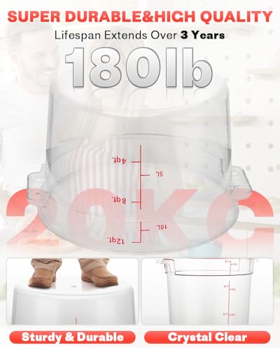 Image of 6QT 4PCS NSF Commercial Clear Food Storage Containers with Lids(RED)