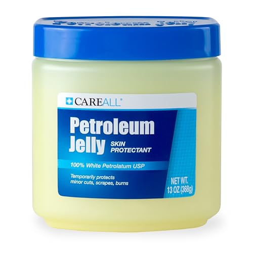 CareAll Petroleum Jelly 13 Oz Jar. Unscented 100% Pure White Petrolatum Jelly USP Protectant for Minor Cuts Scrapes Burns. Moisturizer for Dry Skin and Lips.