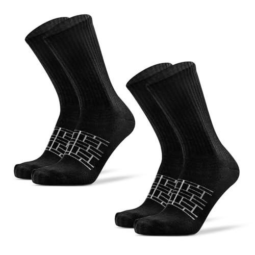 2 Pack Merino Wool Blend Crew Hiking Socks for Men Women Athletic Running Walking Thick Cushioned Soft Warm Sport Socks