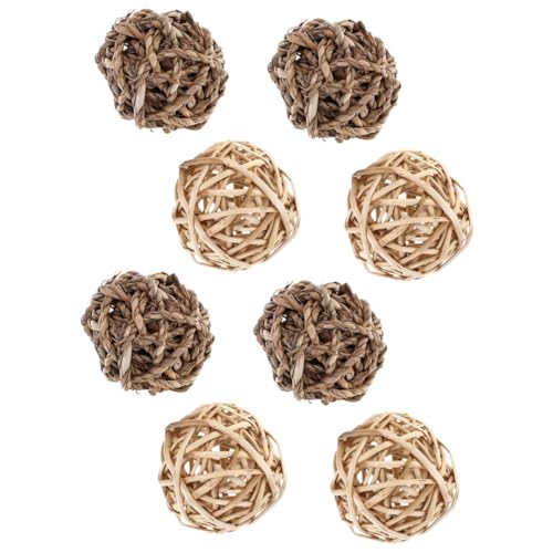 HIAKDOFT 8個 うさぎ ハムスター用草編み噛むボール 軽量コンパクトで遊びながら歯の健康維持 な天然ストロー素材使用 小動物のストレス解消