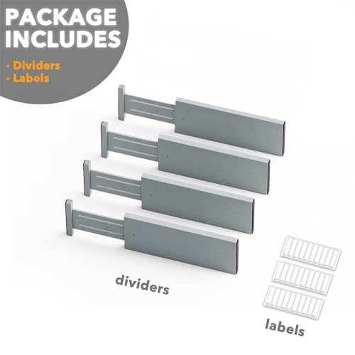 SpaceAid Bamboo 4 Pack Dresser Drawer Dividers, 4.65“ High Adjustable 12.5“-17” Drawer Organizers, Expandable Organization for Clothing, Clothes, Dressers, Gray by SpaceAid - Used condition - Image 7