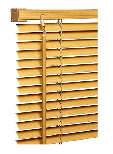 PVC wood grain Effect Venetian Blinds - 45cm x 150cm - Teak Colour- Window Curtains - Child Safe Pull Cords - Included All Fittings